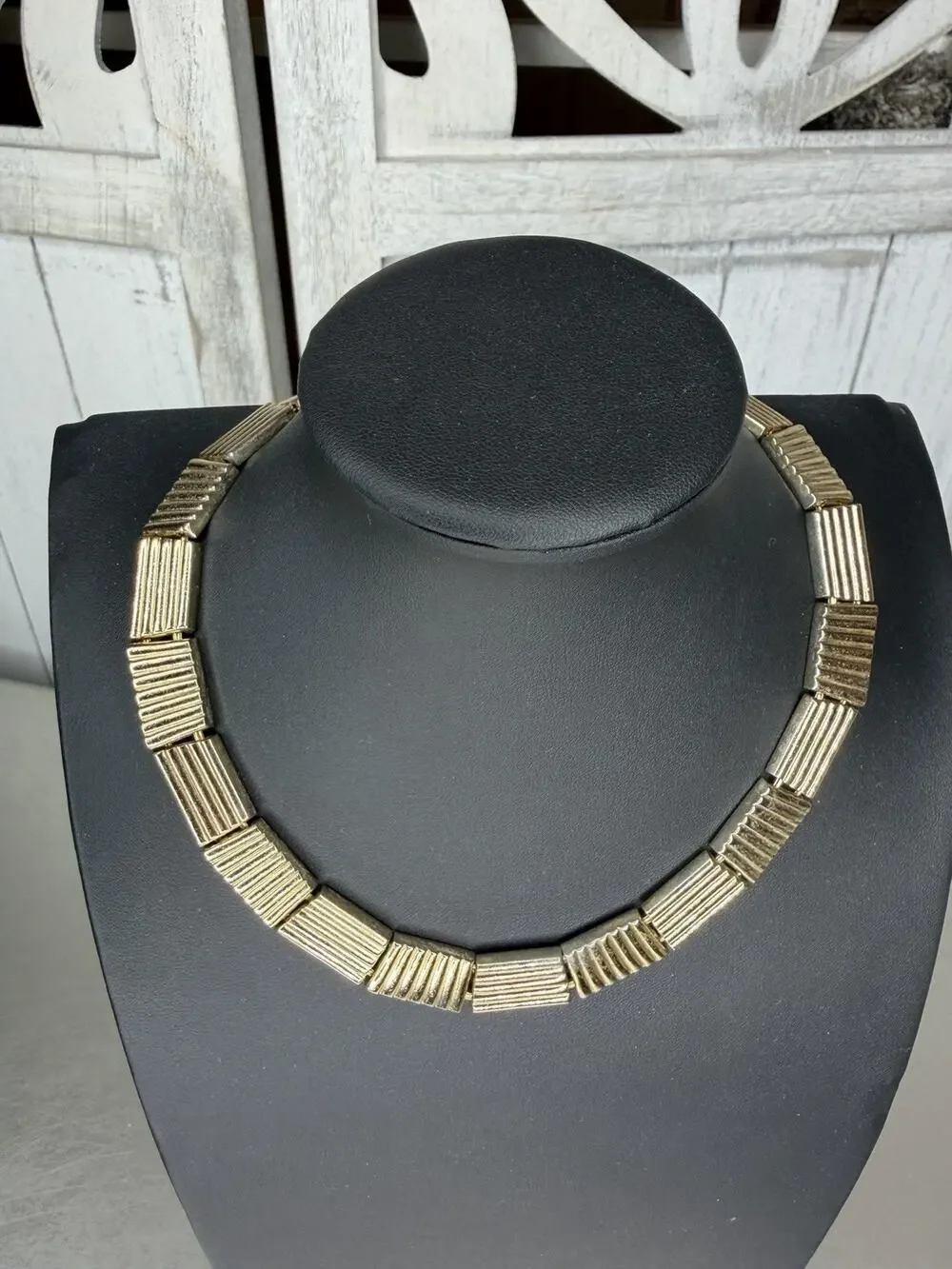 Vintage CORO Signed LINKED CHAIN Choker Necklace Gold Tone Hollywood Regency